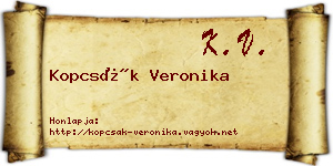 Kopcsák Veronika névjegykártya